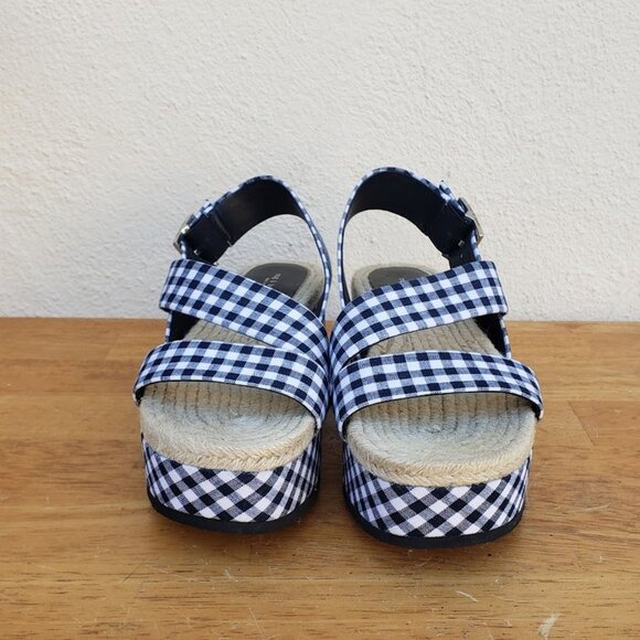 rag & bone Megan Gingham Navy White Sandals - Picture 6 of 12